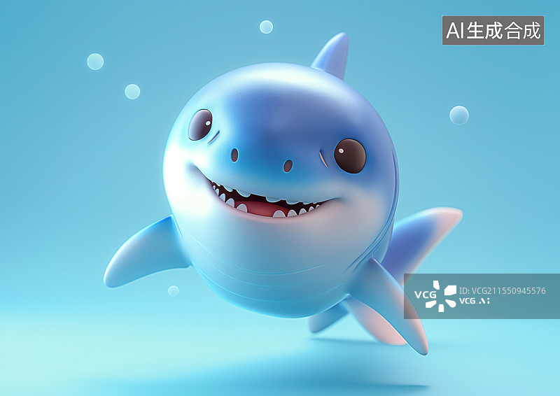 【AI数字艺术】一只可爱的3D卡通小海豚图片素材