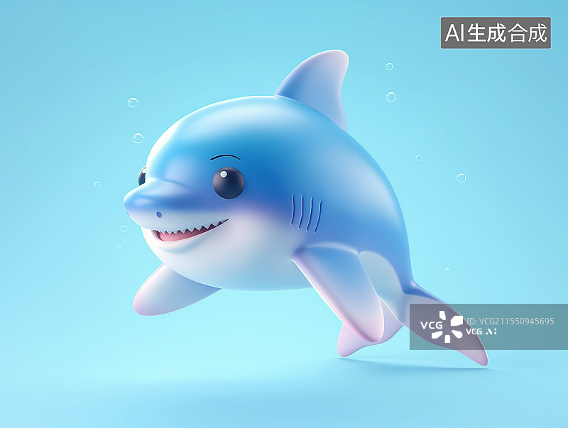 【AI数字艺术】一只可爱的3D卡通小海豚图片素材