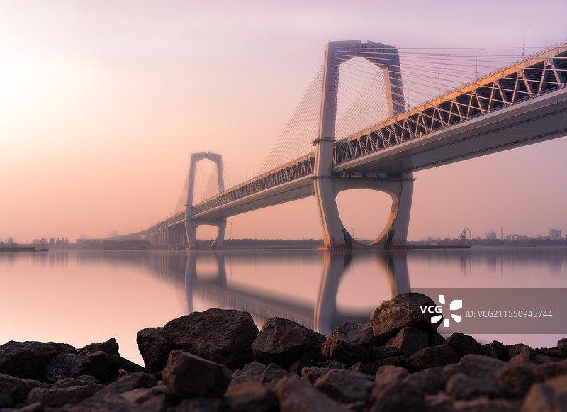 芜湖市长江三桥夕阳场景图片素材