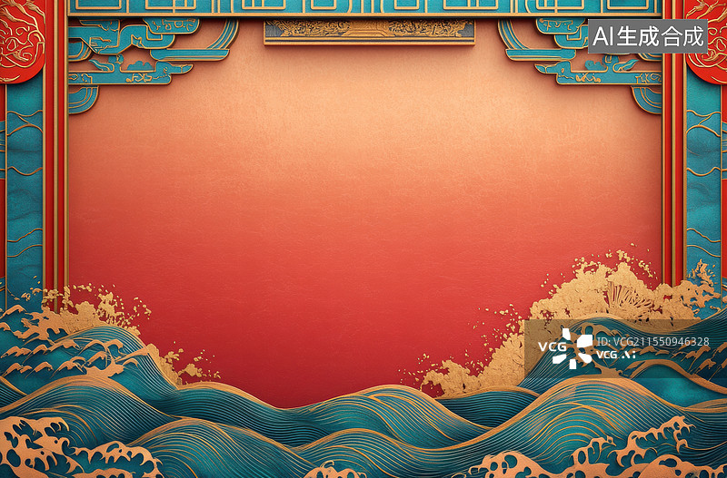 【AI数字艺术】一幅精美的传统中国风格的装饰图案。（环绕）图片素材