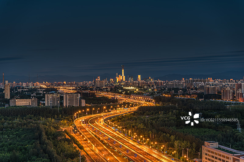 北京夜景 宁静生活都市车流马路图片素材