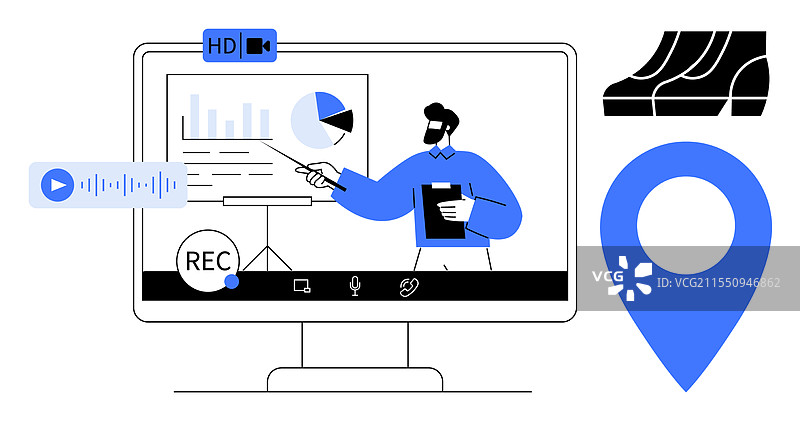 虚拟演示和视频网络研讨会分析图片素材