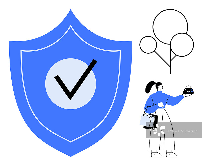 女性购物时佩戴保护面罩图片素材