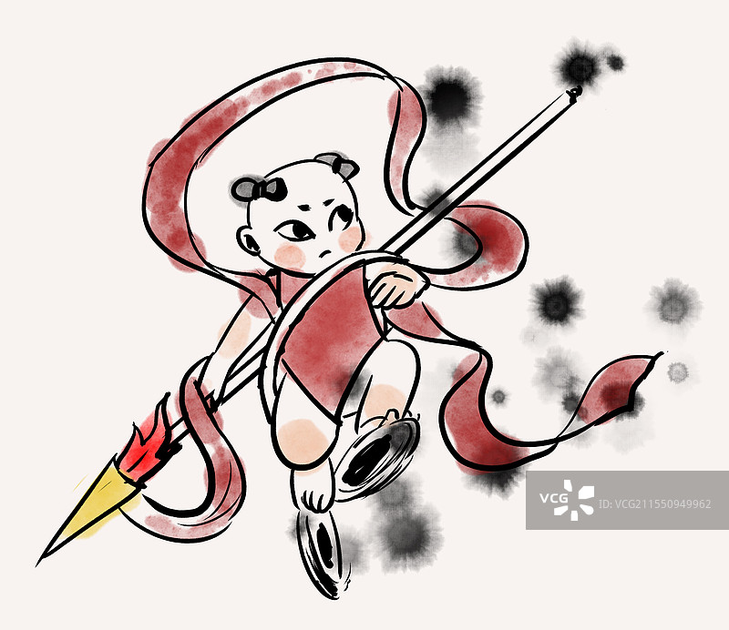 中国传统文化经典小说封神榜西游记哪吒卡通可爱神话英雄人物元素插画图片素材