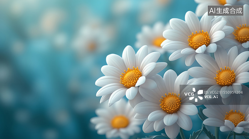 【AI数字艺术】白色雏菊的特写镜头图片素材