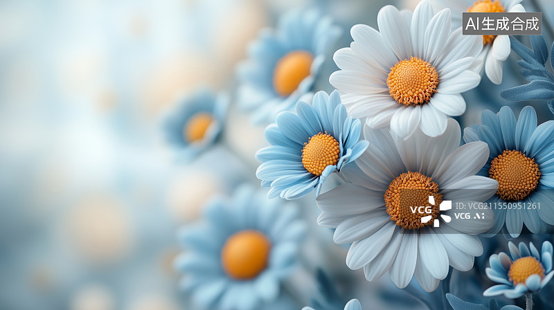 【AI数字艺术】白色雏菊的特写镜头图片素材