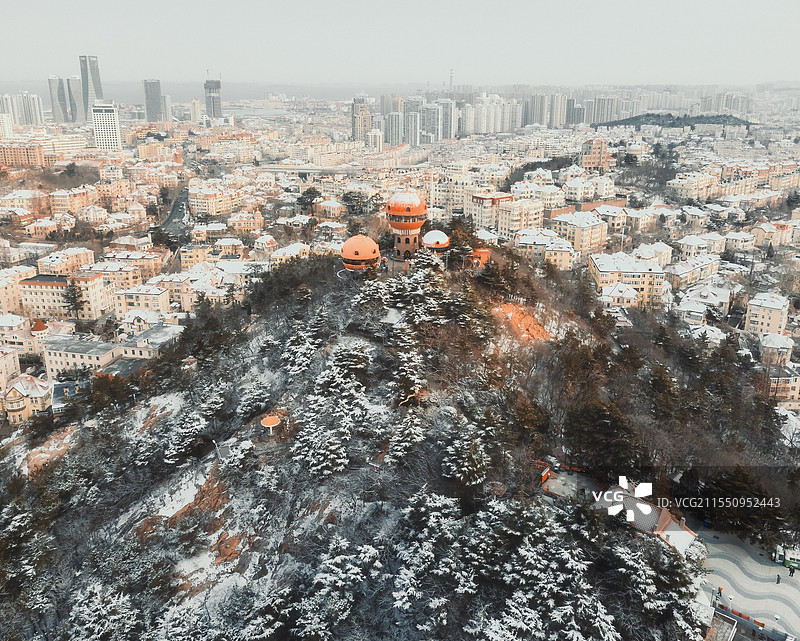 青岛信号山雪景图片素材