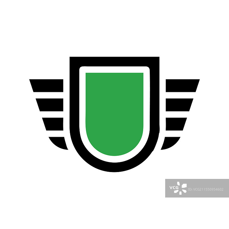 绿色带翼的抽象徽章logo设计图片素材