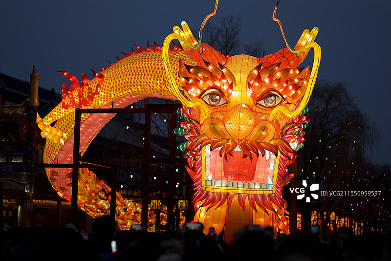 北京后海的龙年龙灯图片素材