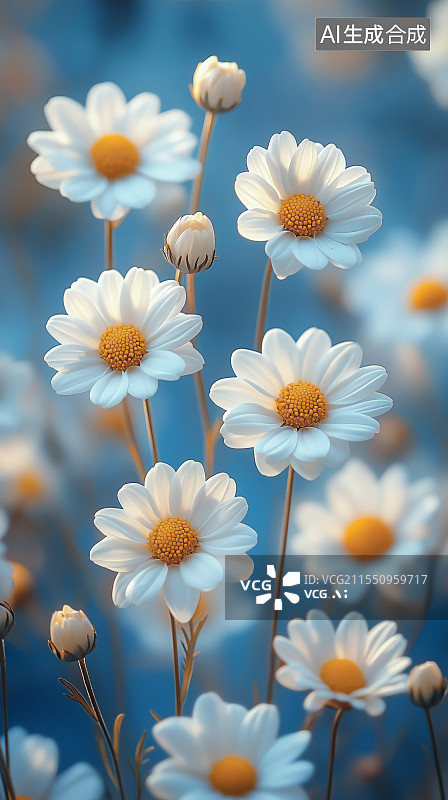 【AI数字艺术】户外盛开的黄花特写图片素材