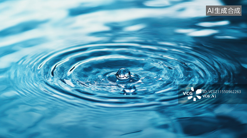 【AI数字艺术】清新水波纹蓝色背景图片素材