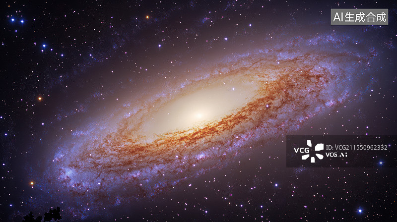 【AI数字艺术】星空中的螺旋状星系星云图片素材