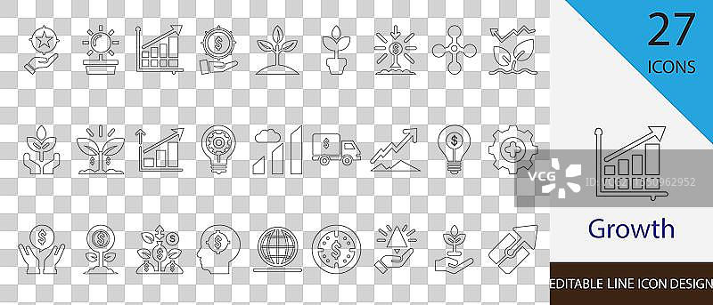 可编辑的增长线图标集合图片素材