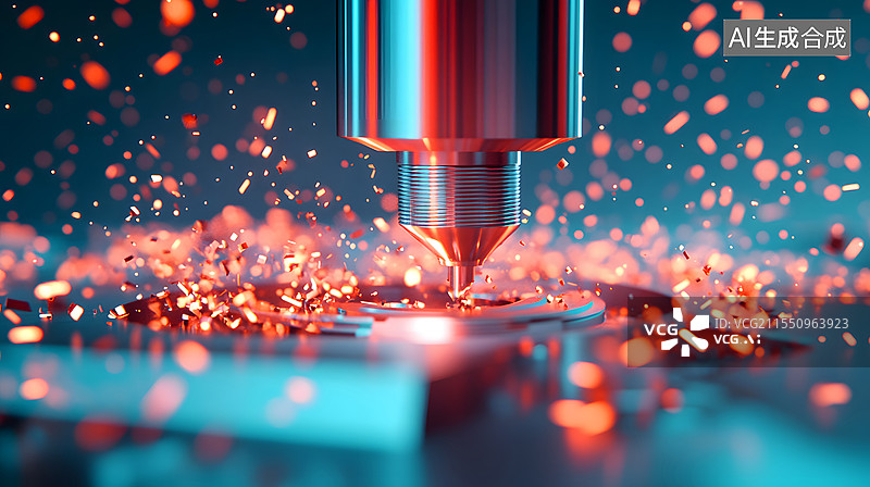 【AI数字艺术】CNC激光切割金属的特写背景图片素材