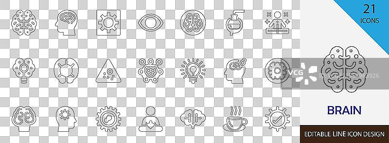 大脑基本线条图标集图片素材