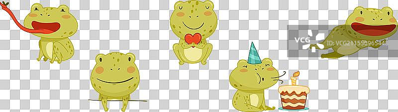 搞笑的绿色青蛙角色参与各种活动图片素材