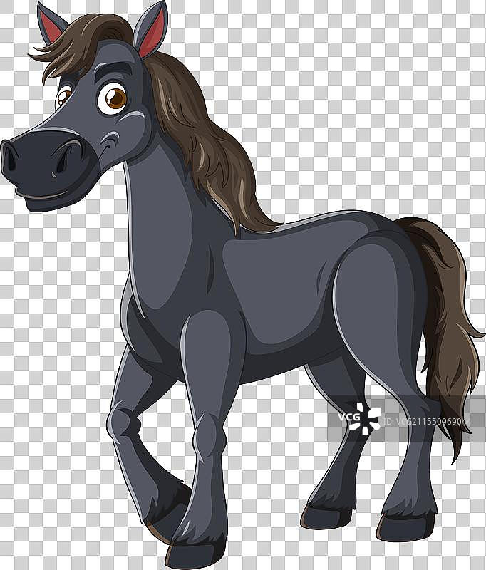 一匹快乐的站立卡通马图片素材