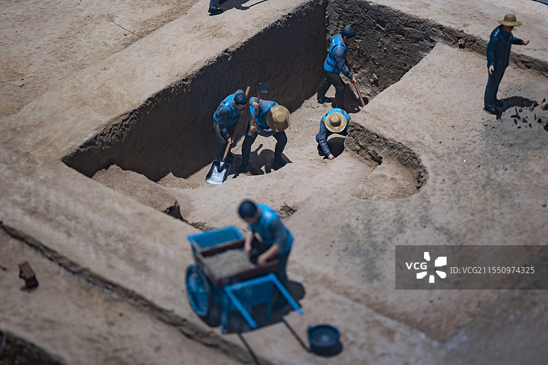 考古挖掘现场模型 陕西考古博物馆图片素材