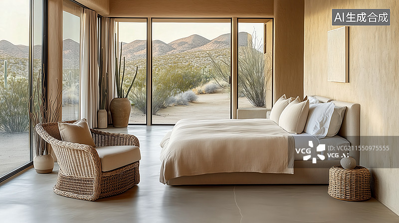 【AI数字艺术】沙漠风情卧室设计图片素材
