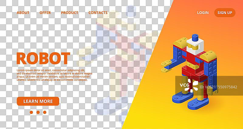 带有机器人警察的网页模板图片素材