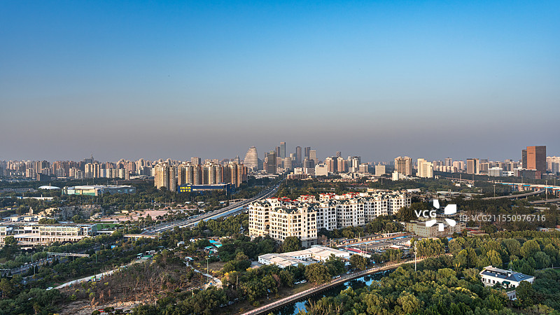 北京望京全景图展示高楼与绿化景观图片素材