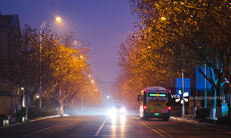 夜晚的青岛街景图片素材