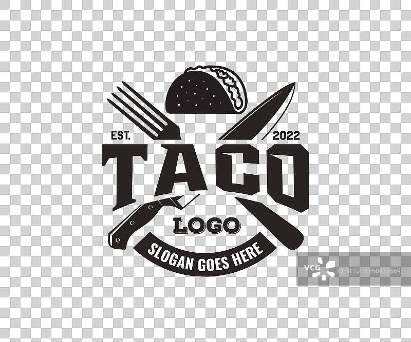 塔可食品标志模板或塔可食品徽章图片素材