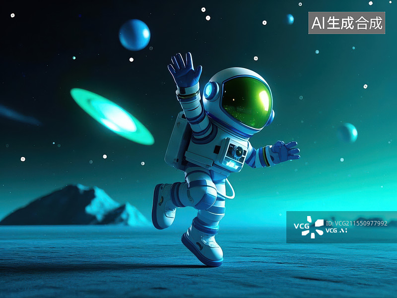 【AI数字艺术】3D 渲染的宇航员形象图片素材