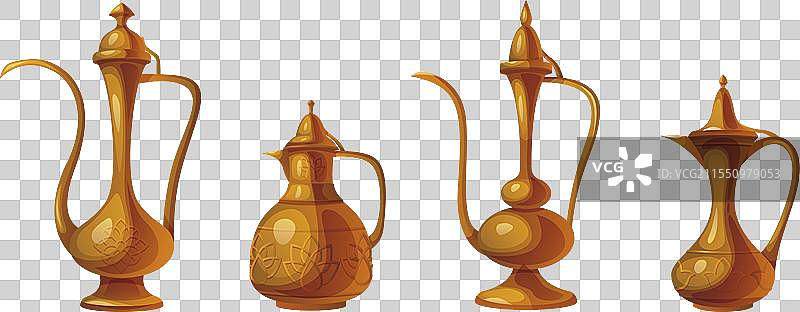 不同形状的阿拉伯传统茶壶图片素材