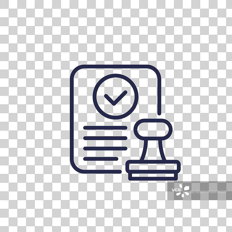 带有印章的批准文件线条图标图片素材