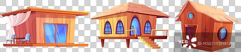 夏威夷岛海滩别墅或热带酒吧图片素材