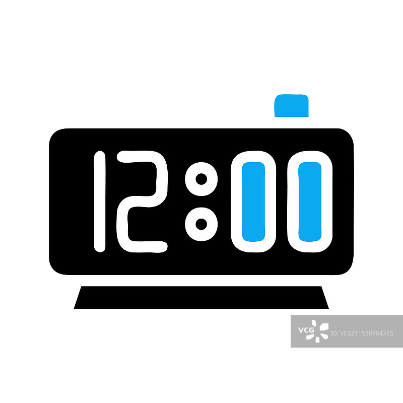 数字闹钟显示12:00，时间的概念图片素材