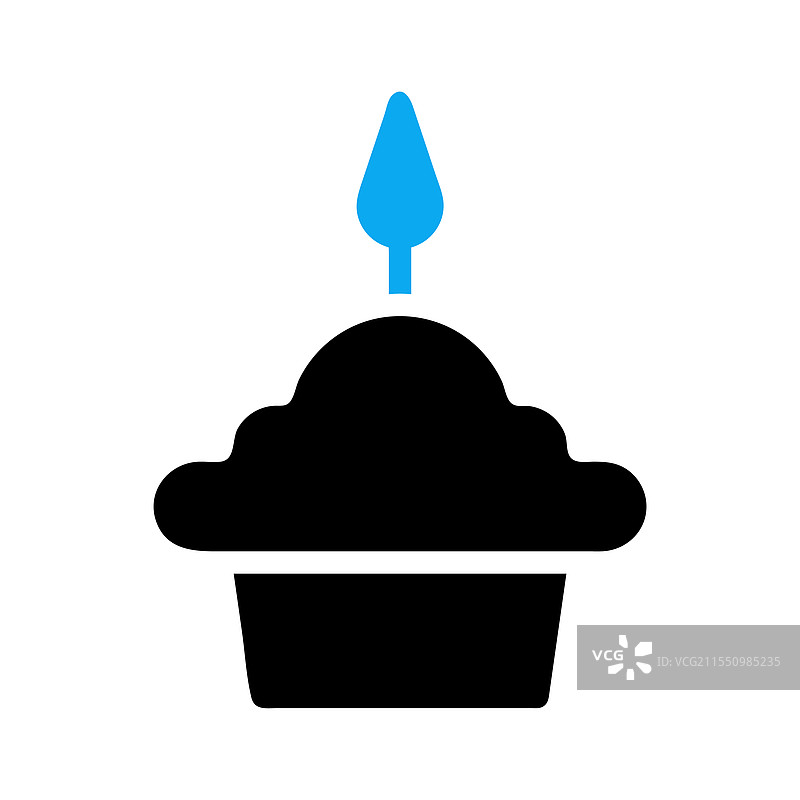 生日杯子蛋糕图标，简单的杯子蛋糕上插着蜡烛图片素材