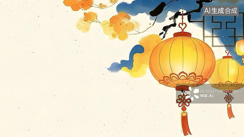 【AI数字艺术】水墨画背景右上图片素材