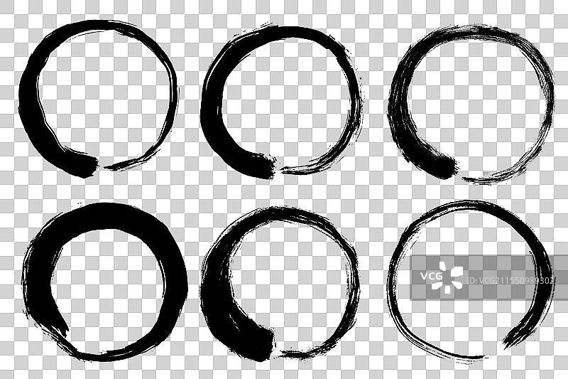 圆形的黑色禅宗圆圈，墨刷笔触图片素材