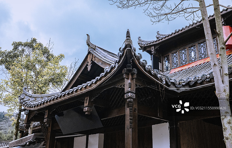 千年古镇川西水乡成都崇州街子图片素材