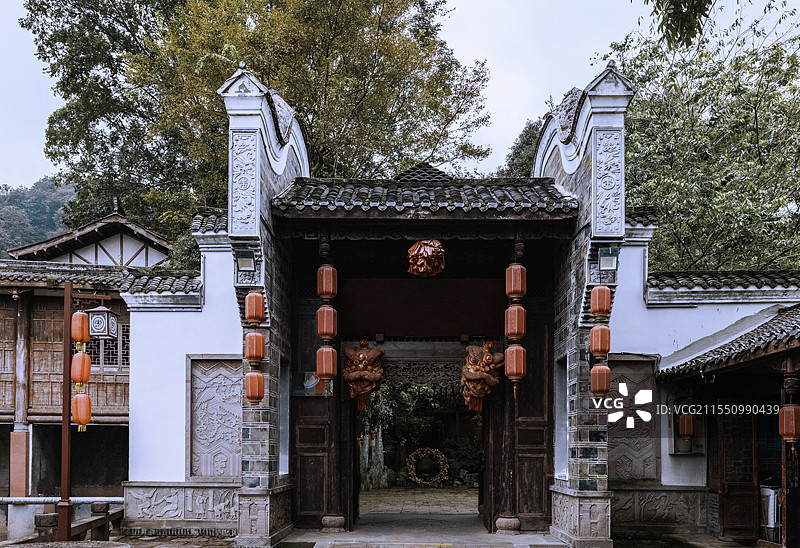 千年古镇川西水乡成都崇州街子图片素材