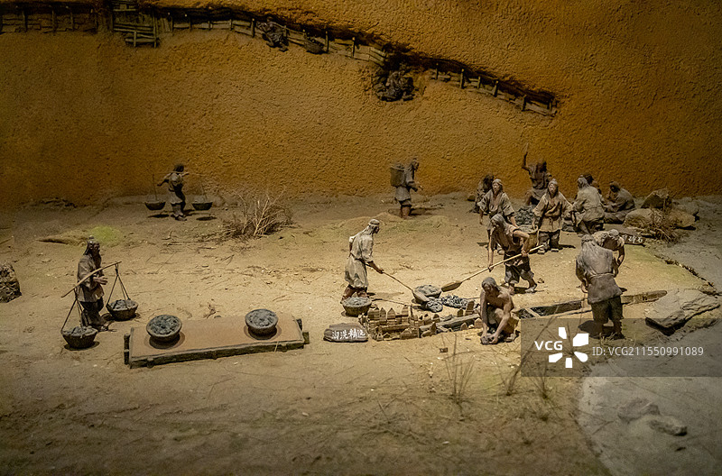 江西省博物馆“古代历史文化展”：瑞昌铜岭矿冶生产场景图片素材