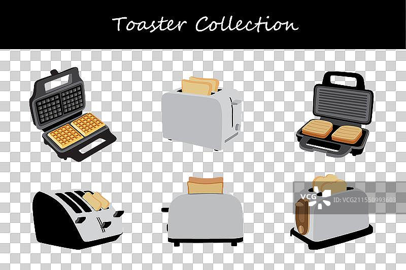 不同姿势的烤面包机收藏图片素材