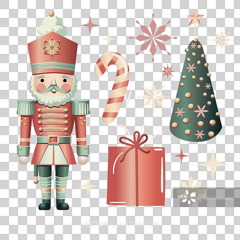 圣诞节套装与胡桃夹子士兵图片素材