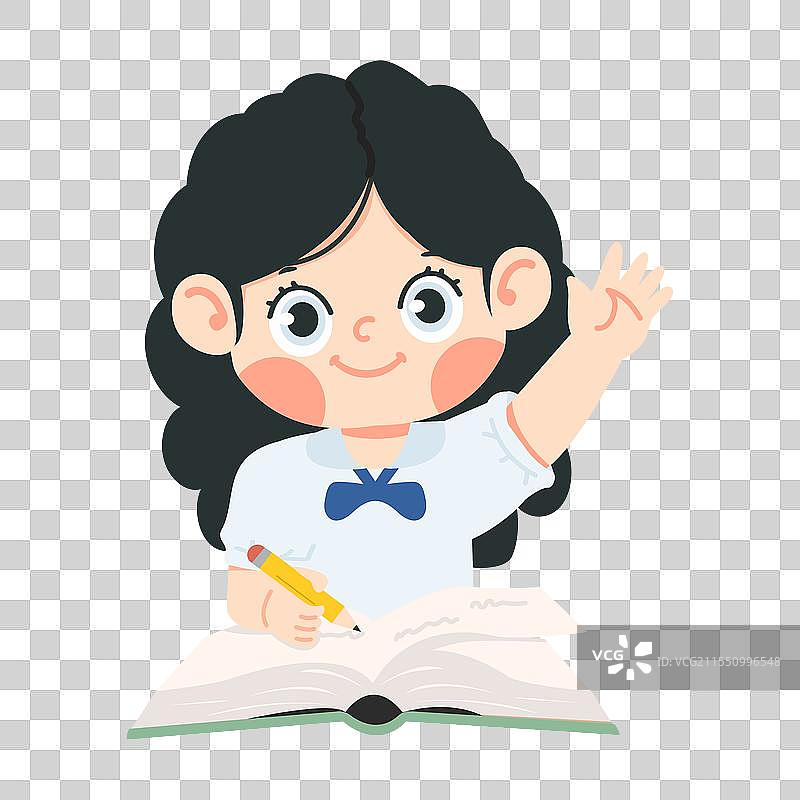 小女孩举手回答问题图片素材