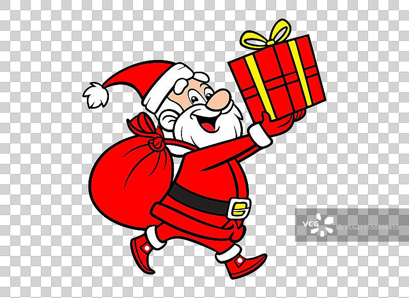 可爱的圣诞老人抱着一个礼物盒图片素材
