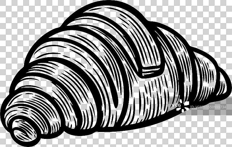 手绘的可颂面包在白色背景上图片素材