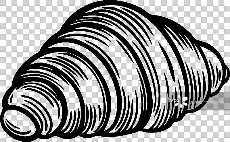 经典可颂面包线条画图片素材