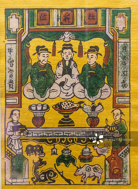 非遗，传统文化，越南春节习俗，年画，祭祀灶神图片素材
