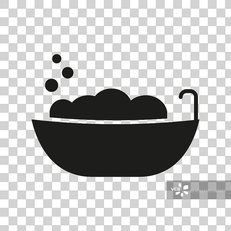 放松的泡泡浴缸剪影图标图片素材