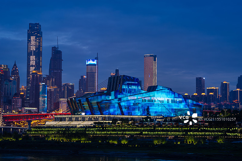 重庆城市名片，大剧院，灯光秀图片素材