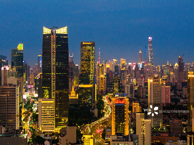 上海长宁区夕阳航拍图片素材