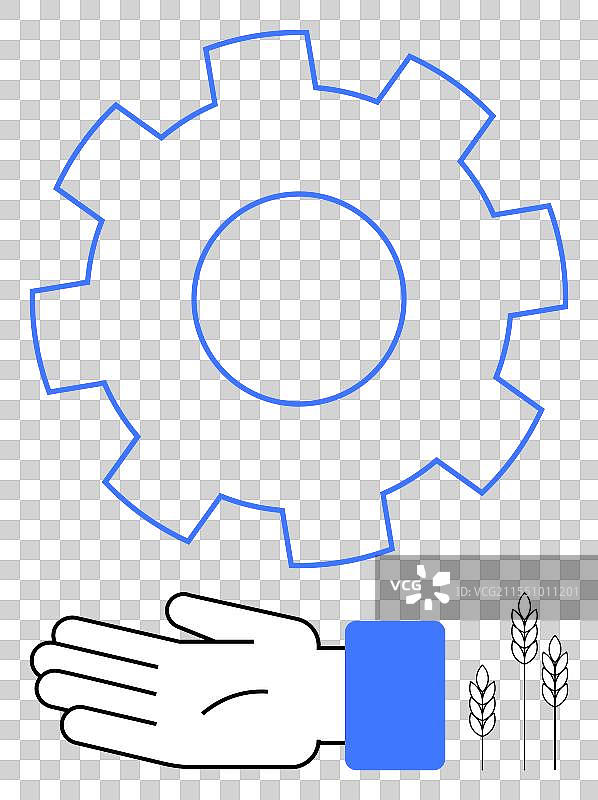 手伸向齿轮和麦穗图片素材