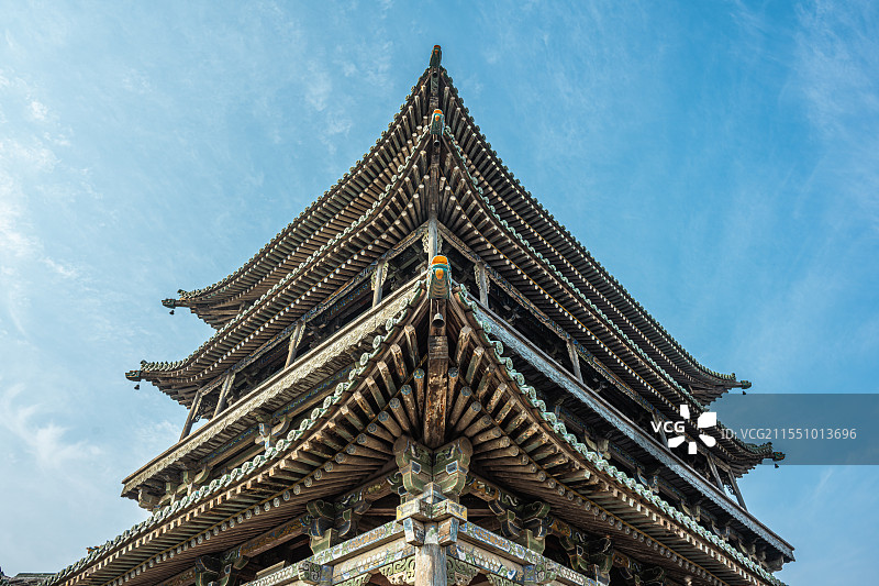 平遥古城建筑仰视城门楼图片素材